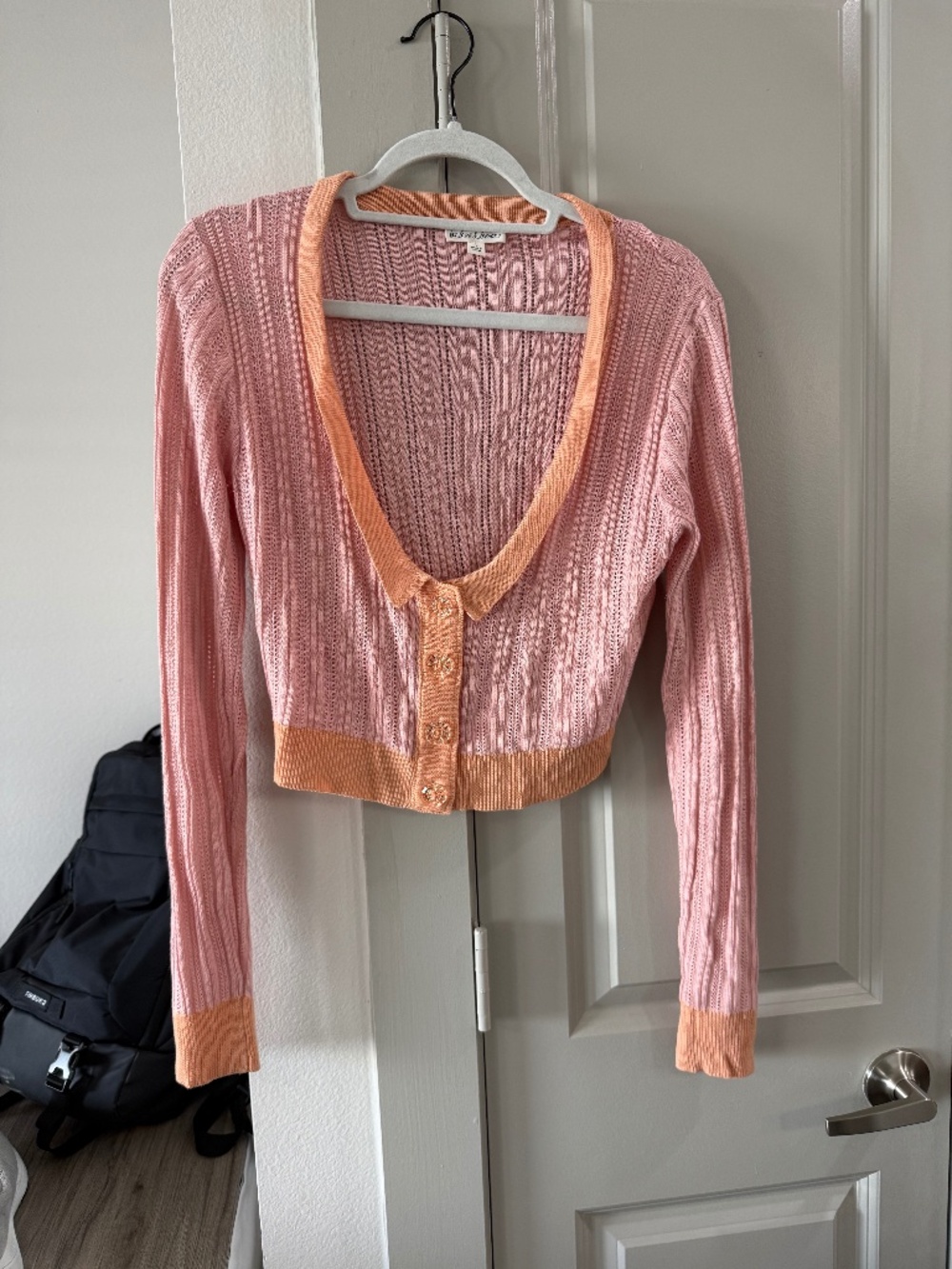 Phoebe Pointelle Cardigan in Apricot